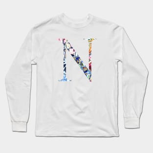 Barcelona Gaudi Mosaic Letter N Nu Sorority Letter Long Sleeve T-Shirt